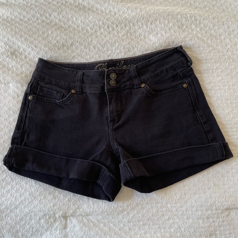Black denim shorts